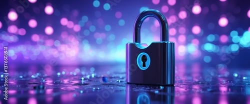 elegant purple lock close up on textured table illustration