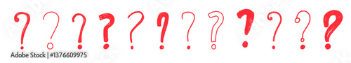 Hand-drawn question mark icon with sketch-style details. Curious doodle symbol for FAQ sections or inquiry prompts. Flat vector illustration isolated on white background.