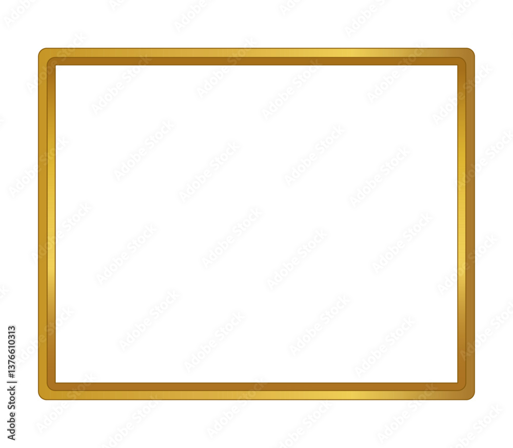 Horizontal  rectangular gold frame with elegant, luxury design. Ideal for decoration, invitations, vintage templates, ornate cards. Metallic golden border, stylish and premium look for classic and mod