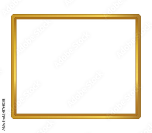 Horizontal  rectangular gold frame with elegant, luxury design. Ideal for decoration, invitations, vintage templates, ornate cards. Metallic golden border, stylish and premium look for classic and mod