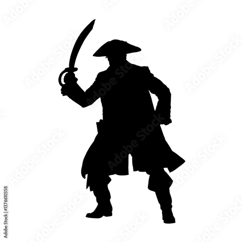 Pirate silhouette - vector illustration