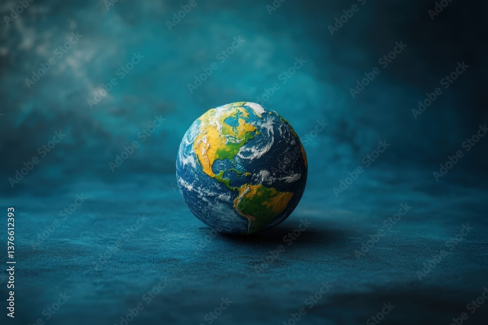 A detailed representation of the globe situated amidst its background A detailed representation of the globe situated amidst its background