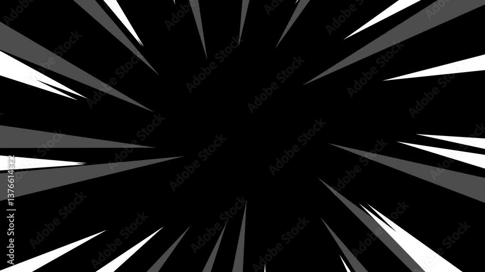 Abstract speed lines animation background. White fast speed line loop motion on black background
