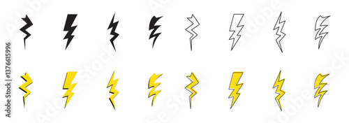 Lightning icon set vector. Electric sign and symbol. Power icon. Energy sign. Lightning power icon.