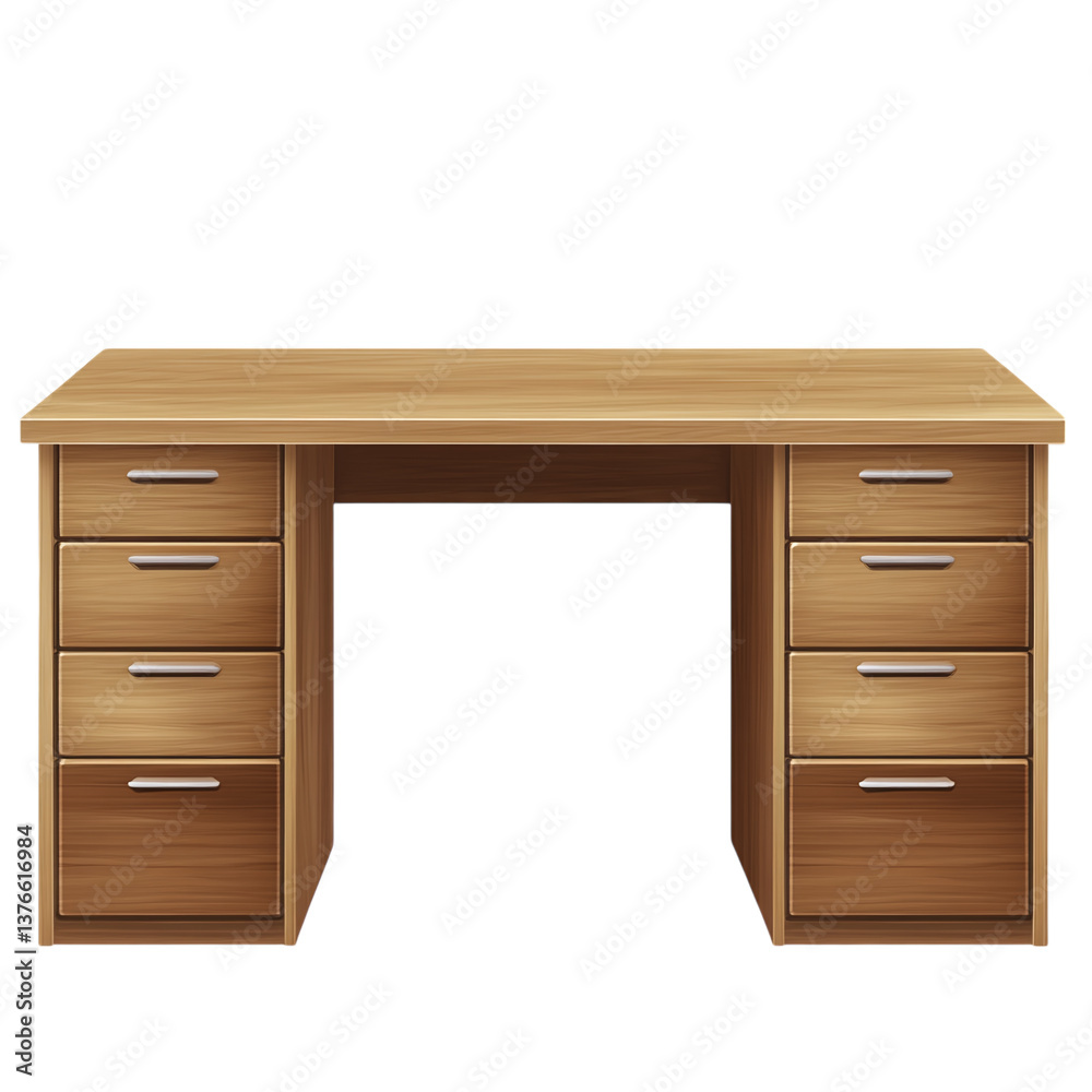 Minimalist office desk with storage drawers isolated on a transparent background. Minimalist office desk with storage drawers isolated on a transparent background.
