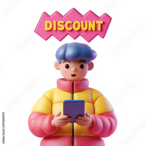 A character looking at their smartphone with a focused expression. Above their head, a zigzag-shaped comic-style speech bubble with the text 