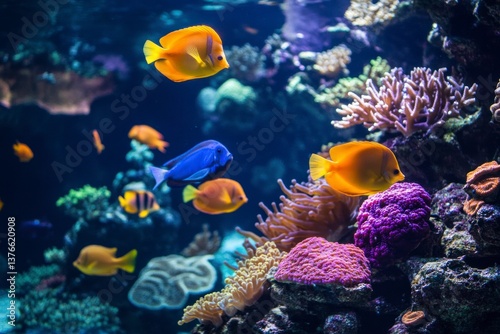 Wallpaper Mural Swimming Tropical Fish in Aquarium with Colorful Coral and Anemones Torontodigital.ca