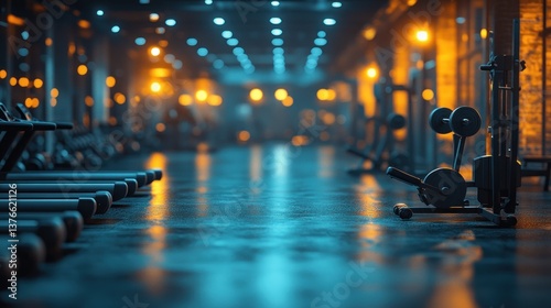 Wallpaper Mural Modern gym interior with fitness equipment, treadmills, weights, and a sleek floor. Torontodigital.ca