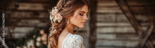 Beautiful boho braids showcase a bridal style