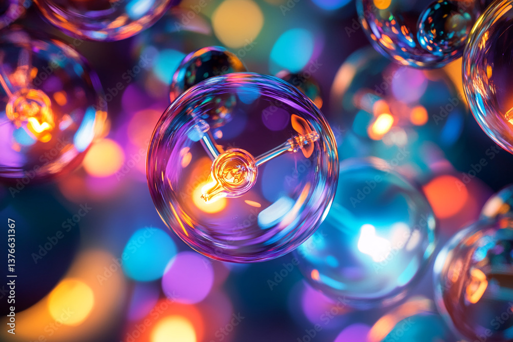 Close-up of colorful glass spheres, illuminated from within, creating a vibrant and dynamic visual. Represents innovation, energy, and connection Close-up of colorful glass spheres, illuminated from within, creating a vibrant and dynamic visual. Represents innovation, energy, and connection