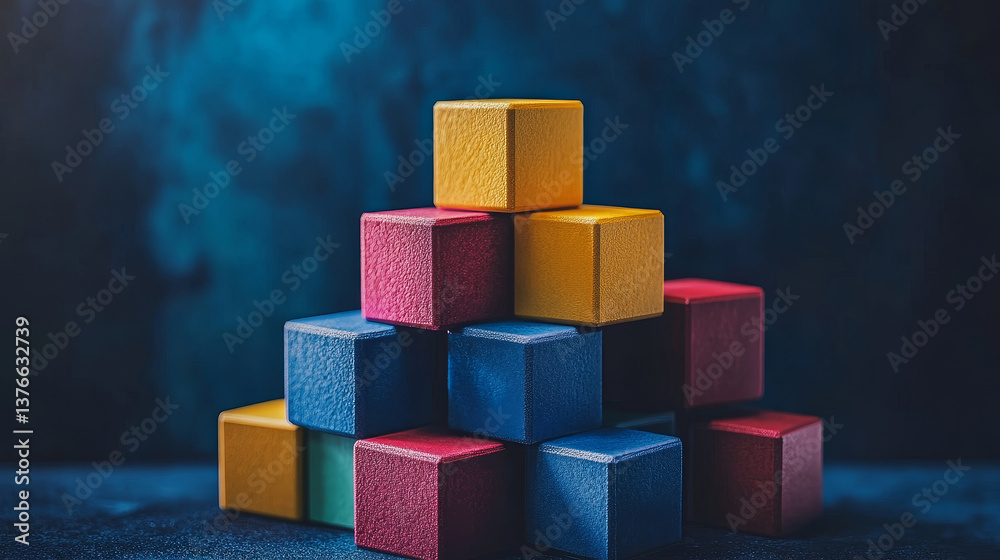 Obraz premium Digital cubes with cyberspace background, 3d rendering. Digital drawing.