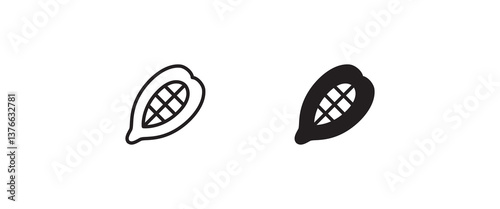 Chocolate cacao line icon set, Cocoa pod beans, vector graphics, editable stroke outline sign. diary foods line icons set, isolated on white, linear illustration, symbol logo