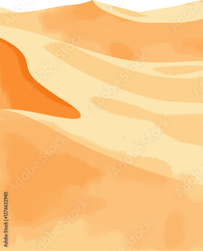 Watercolor vector desert with golden sand dunes and soft warm colors.