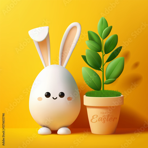 Happy easter banner design. Easter greeting card. Vector illustration easter egg greeting. Easter yellow background. Happy easter eggs banner background card. Easter banner. Easter flyers. Easter day