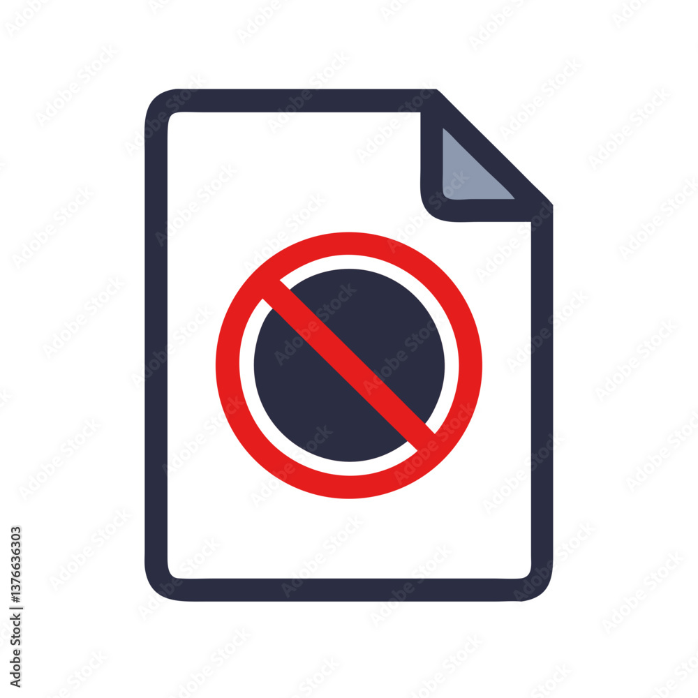 Icon representing a forbidden document with a prohibition sign Icon representing a forbidden document with a prohibition sign