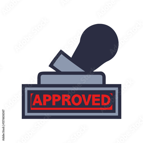 Approved Stamp Icon with Round Handle on White Background  