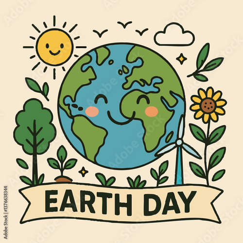 earth day planet doodle sketch vector illustration