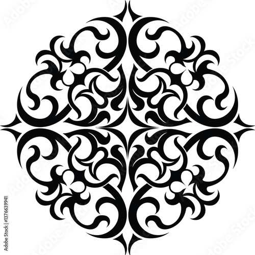Intricate Tribal Mandala Vector - Decorative Symmetric Ornament