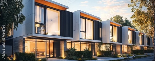 Modern modular townhouses in a contemporary neighborhood.