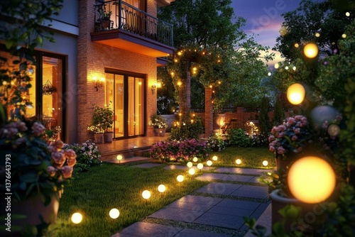 Lush garden lights create a warm ambiance 