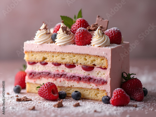 Cake with berries. Dessert.