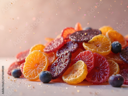 Dried candied fruit. Dessert.