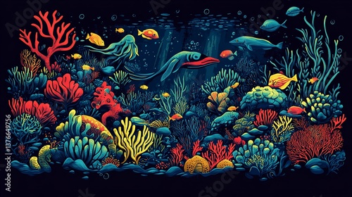Vibrant Coral Reef Ecosystem suitable for marketing material photo