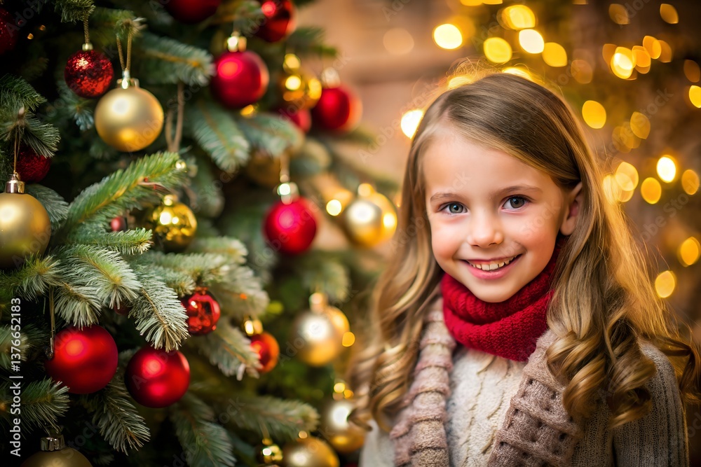 happy girl with christmas tree happy girl with christmas tree
