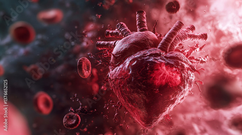 Abstract 3D illustration of a heart attack
