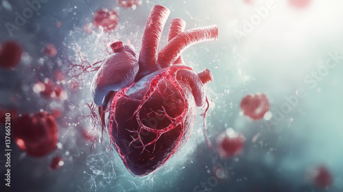 Abstract 3D illustration of a heart attack