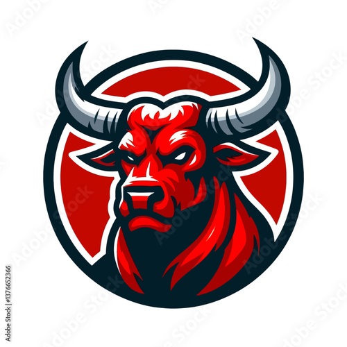 Illustration vectorielle d'un logo de mascotte de combattant de taureaux audacieux en style autocollant, parfait pour le branding, les équipes sportives ou les produits avec un design fort et dynamiqu