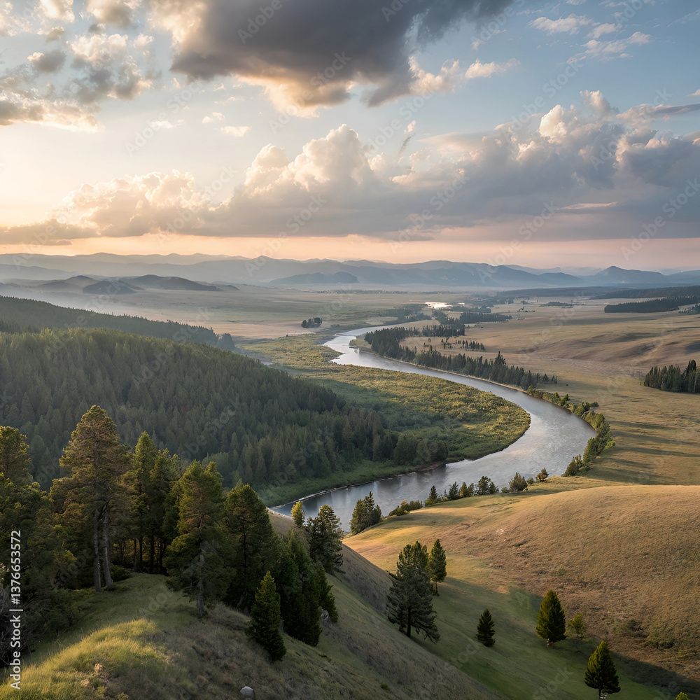 Naklejka premium road to the river