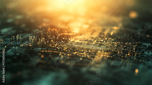 Abstract analysis infographics background with blurred lines. 3d illustration diagram analysis algorithms. Data chart. City network concept. Big data.