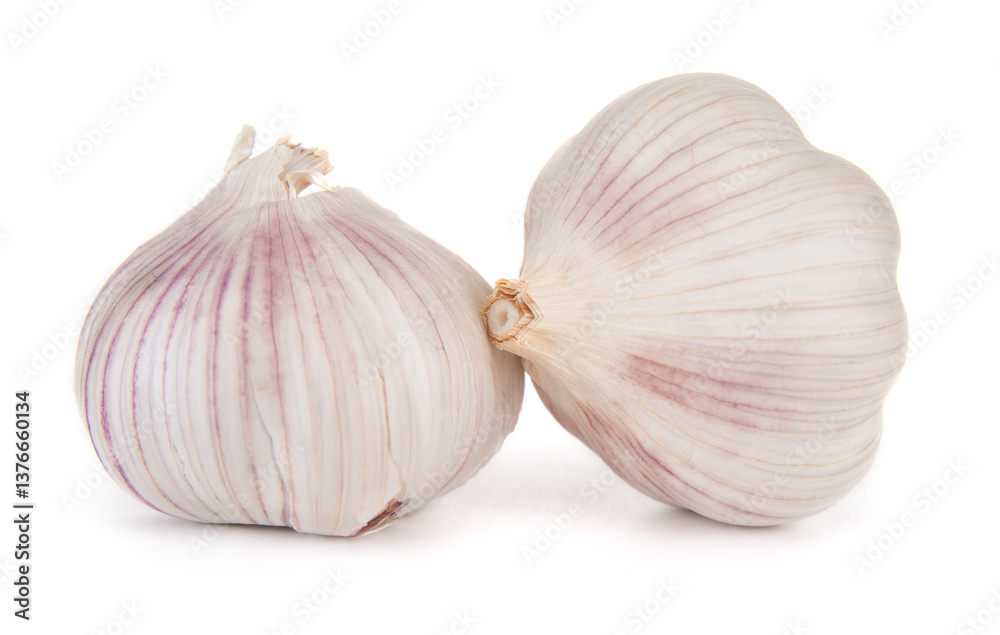 Obraz premium Garlic bulbs close up isolated on white background