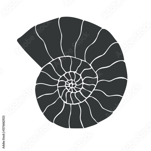 Vector hand drawn sketch doodle ammonite isolated on white background