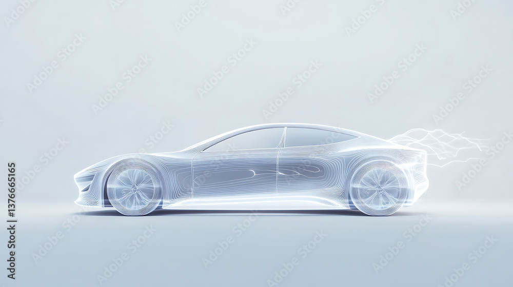 A high-tech electric car with a glowing electric aura surrounding its body, symbolizing efficiency A high-tech electric car with a glowing electric aura surrounding its body, symbolizing efficiency