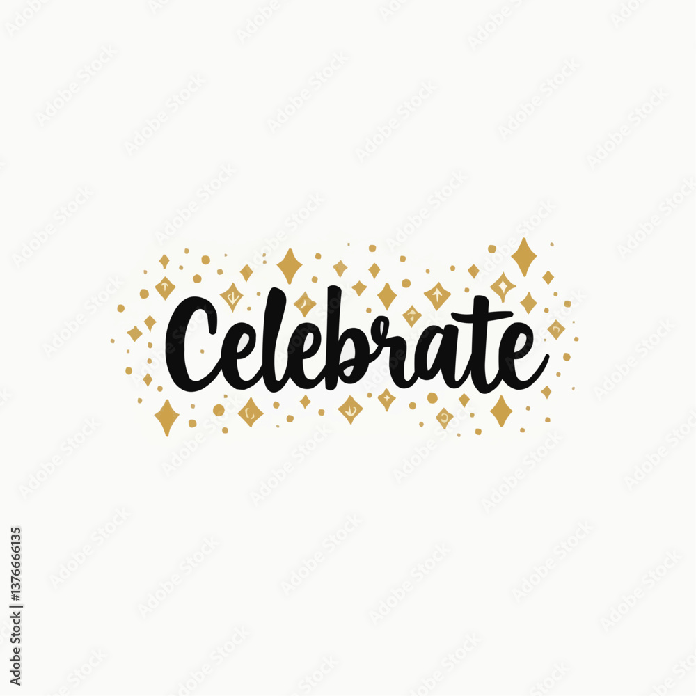 Goldenes Celebrate Schriftzug mit Funkeln

