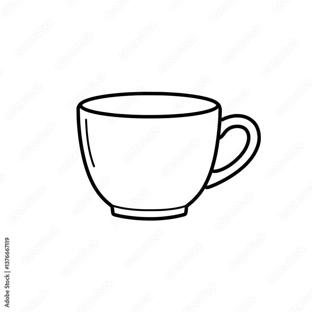 Simple Cup Illustration: A minimalist, line art rendering of a ceramic cup, designed with clean lines and a focus on form, ideal for versatile applications. Simple Cup Illustration: A minimalist, line art rendering of a ceramic cup, designed with clean lines and a focus on form, ideal for versatile applications.