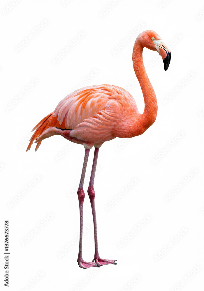 Fototapeta premium Flamingo isolated on a white background