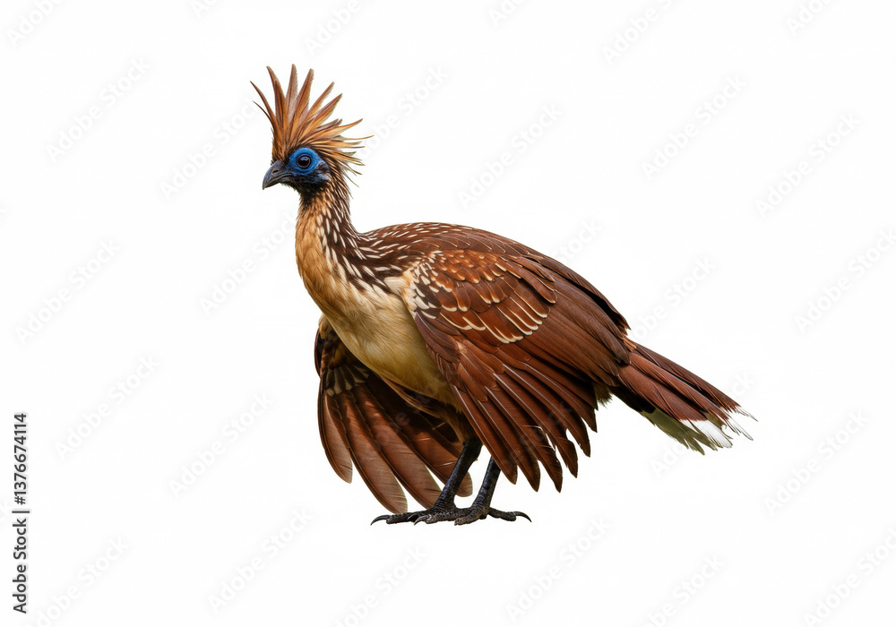 Obraz premium Hoatzin isolated on a white background