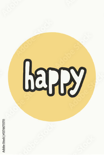 Gelbes Wort "Happy"

