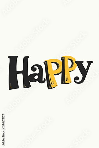 Gelbes Wort "Happy"

