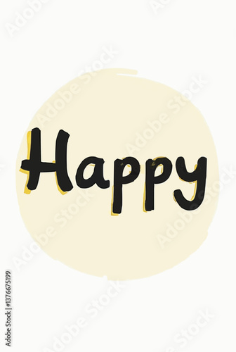 Gelbes Wort "Happy"


