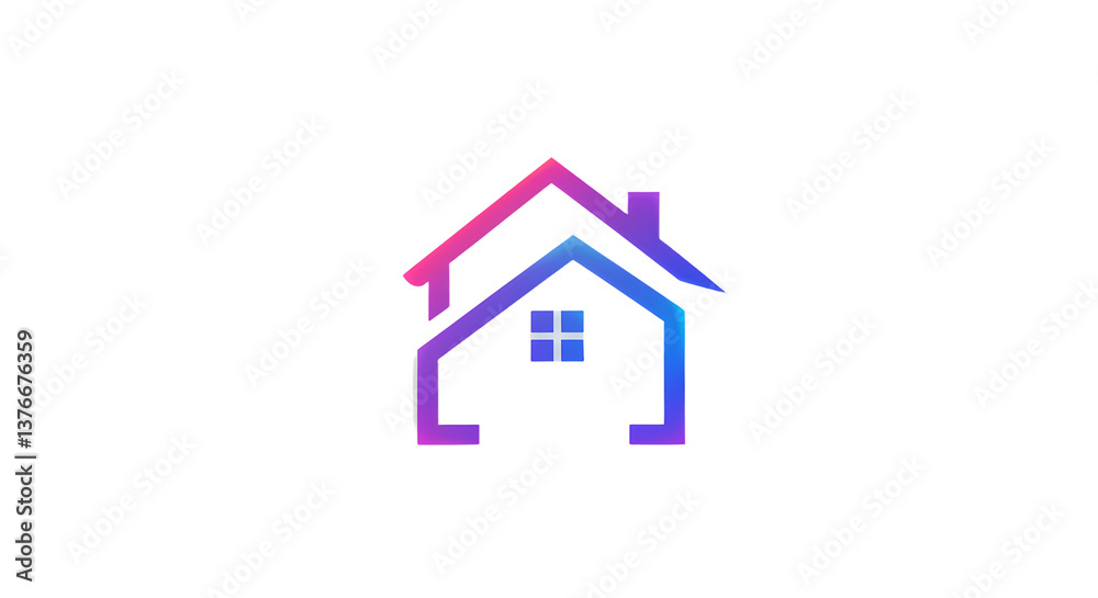 Abstract House Icon Design with Gradient Colors on White Background Abstract House Icon Design with Gradient Colors on White Background