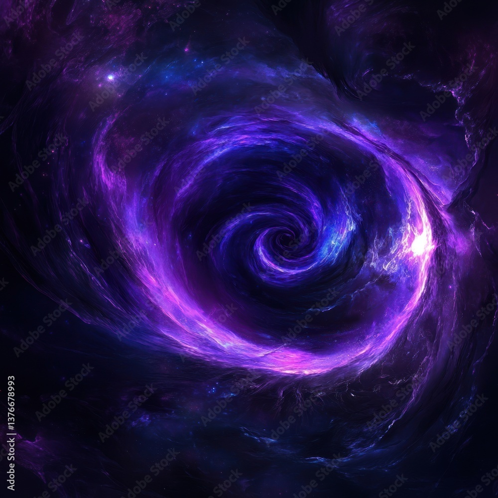 A mesmerizing spiral nebula in space with shades of purple and blue, creating a cosmic visual A mesmerizing spiral nebula in space with shades of purple and blue, creating a cosmic visual