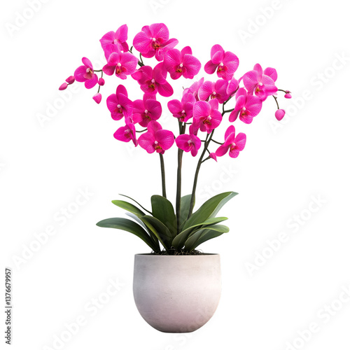 Wallpaper Mural Pink Orchid Plant with Bright Pink Flower in White Pot Isolated on Transparent Background Torontodigital.ca