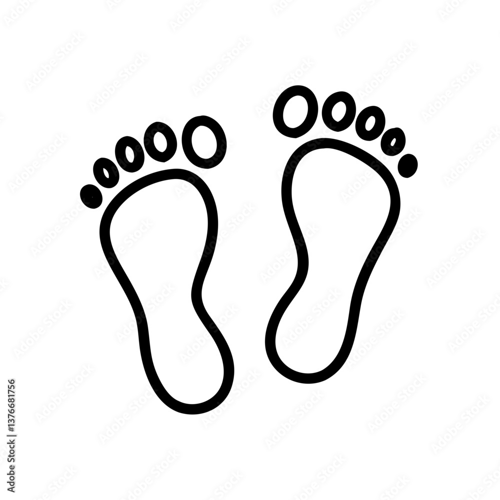 Footprints illustrating personal journey in minimalist style Footprints illustrating personal journey in minimalist style