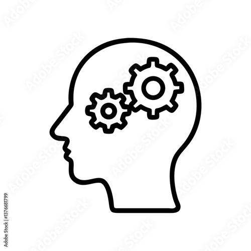 Head with Gears Representing Psychological Concepts  