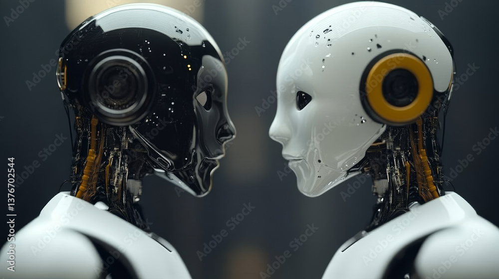 Fototapeta premium Secure chat, chat bot, network communication. Artificial intelligence in global cyberspace 3d illustration. Secure Decentralized Databases