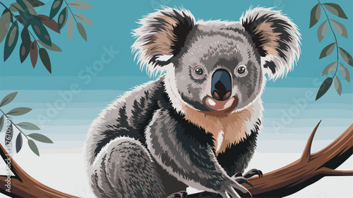 Vibrant illustration of a koala perched on a branch, showcasing its unique features and natural habitat. Perfect for nature lovers!